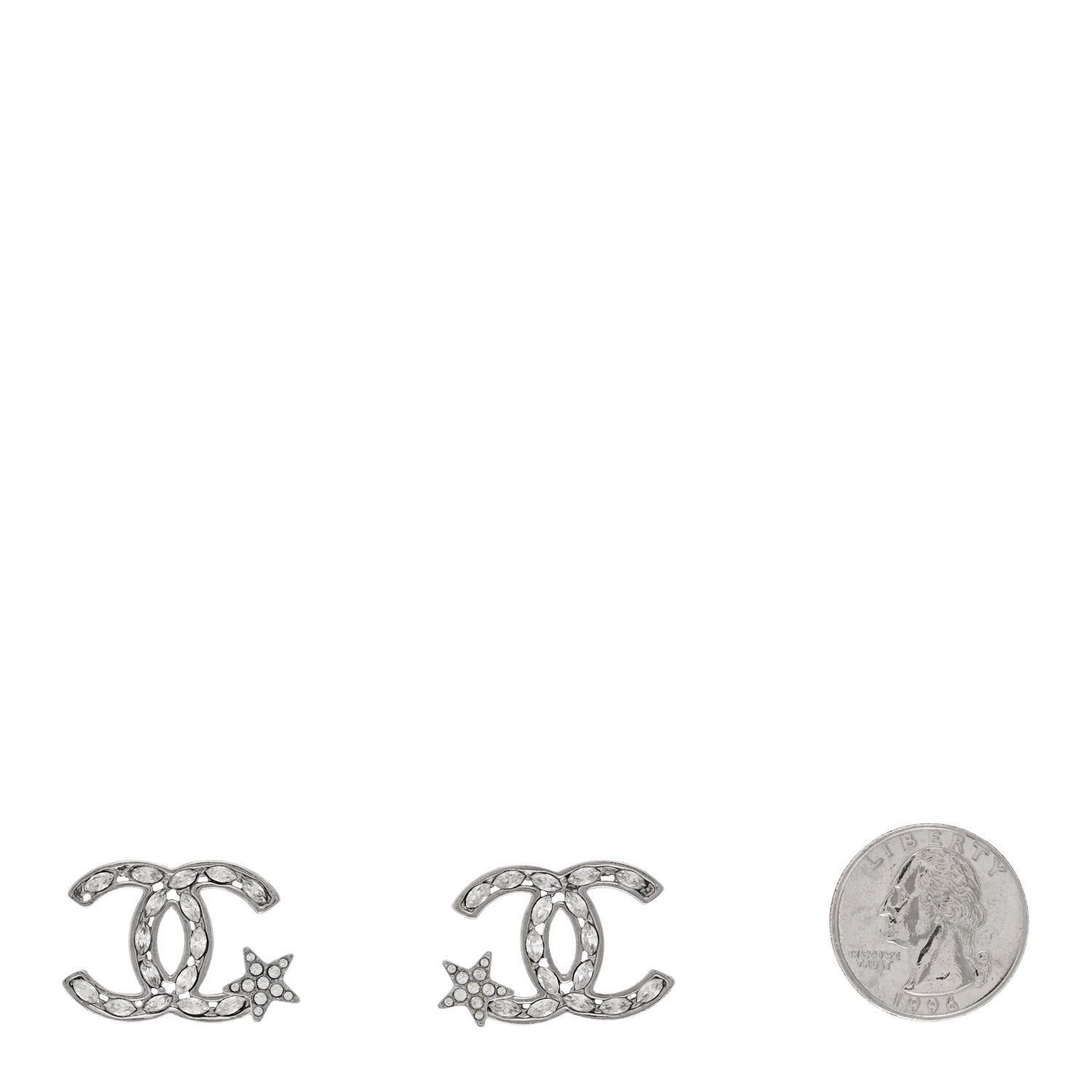 Chanel Crystal CC Starfall Earrings Silver 2 of 5