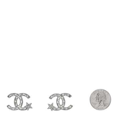 Chanel Crystal CC Starfall Earrings Silver 2 of 5