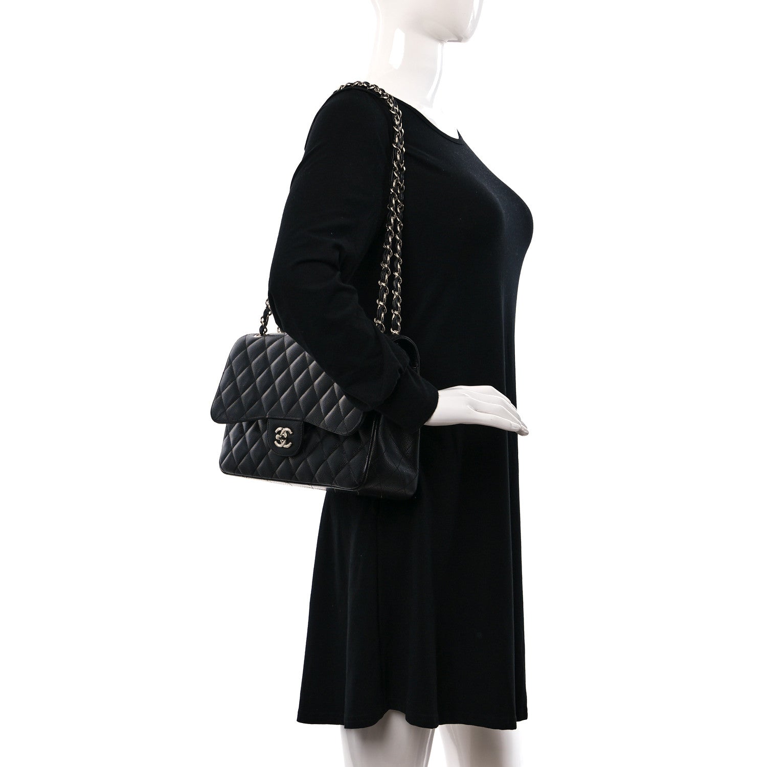Chanel Caviar Quilted Jumbo Double Flap Black 2 of 11
