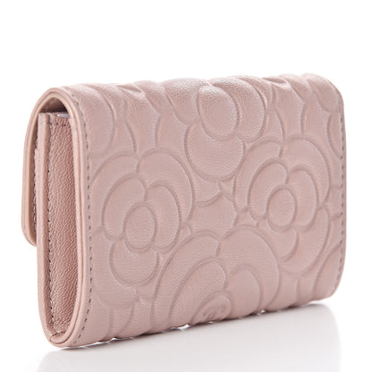 Chanel Goatskin Camellia Embossed Flap Card Holder Light Pink 3 of 8