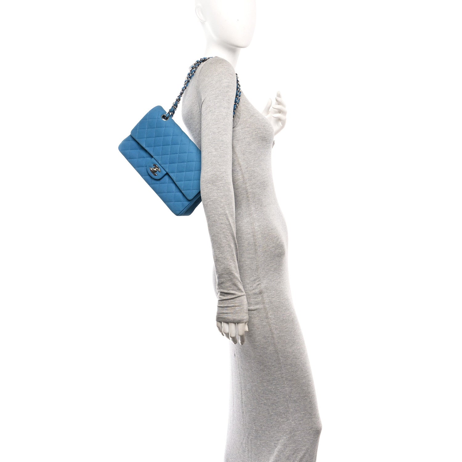 Chanel Iridescent Caviar Quilted Medium Double Flap Blue 2 of 10