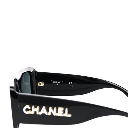 Chanel Acetate CC Logo Square Sunglasses 71472 Black 6 of 8