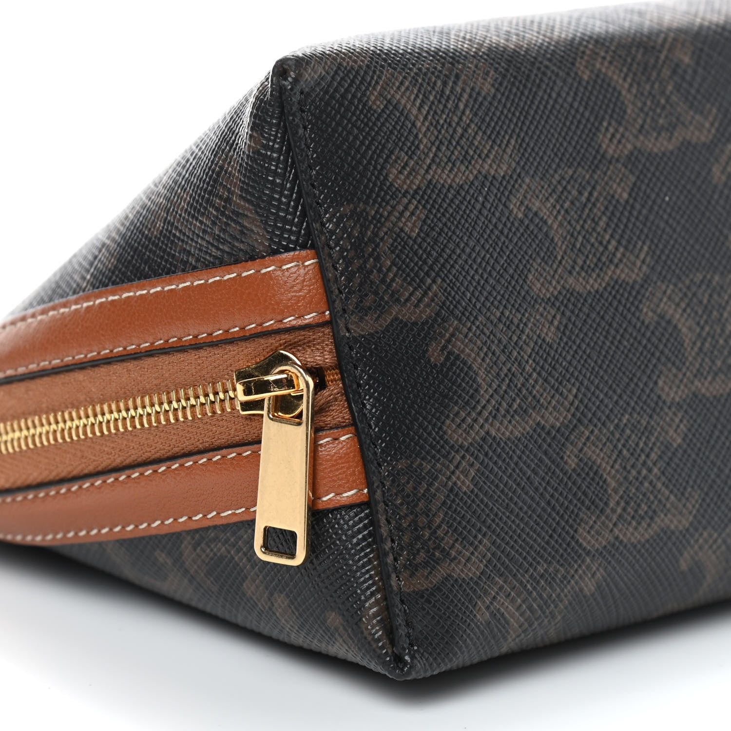 Celine Triomphe Canvas Calfskin Mini Clutch on Chain Tan 6 of 9