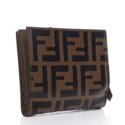 Fendi Vitello Soft F is Fendi Bi-Color FF 1974 Embossed Compact Wallet Maya Black 2 of 7