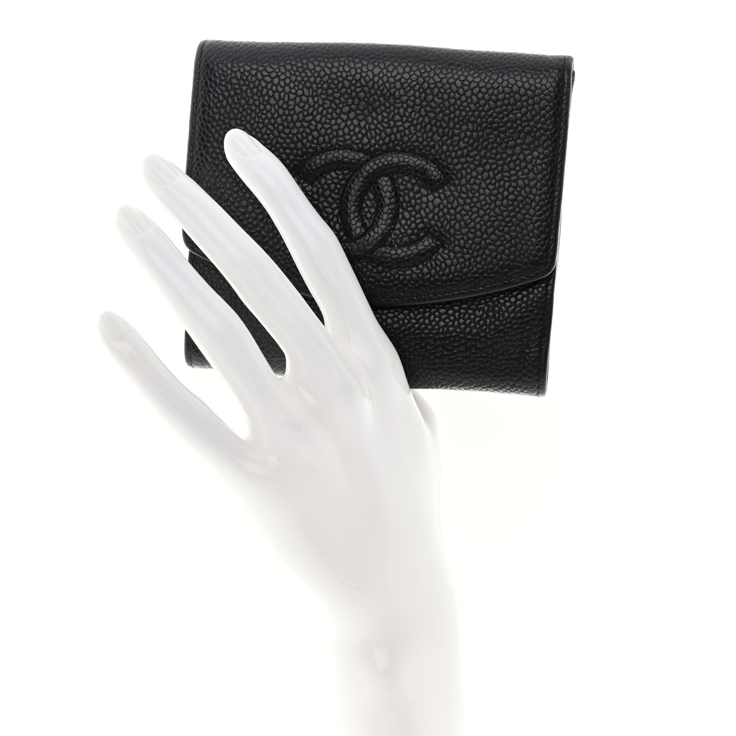 Chanel Caviar Timeless CC Compact French Wallet Black 2 of 14