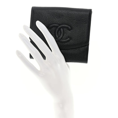 Chanel Caviar Timeless CC Compact French Wallet Black 2 of 14