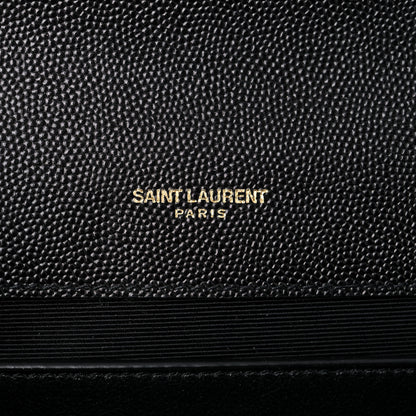 Saint Laurent Grain De Poudre Textured Mixed Matelasse Triquilt Medium Monogram Satchel Black 7 of 8