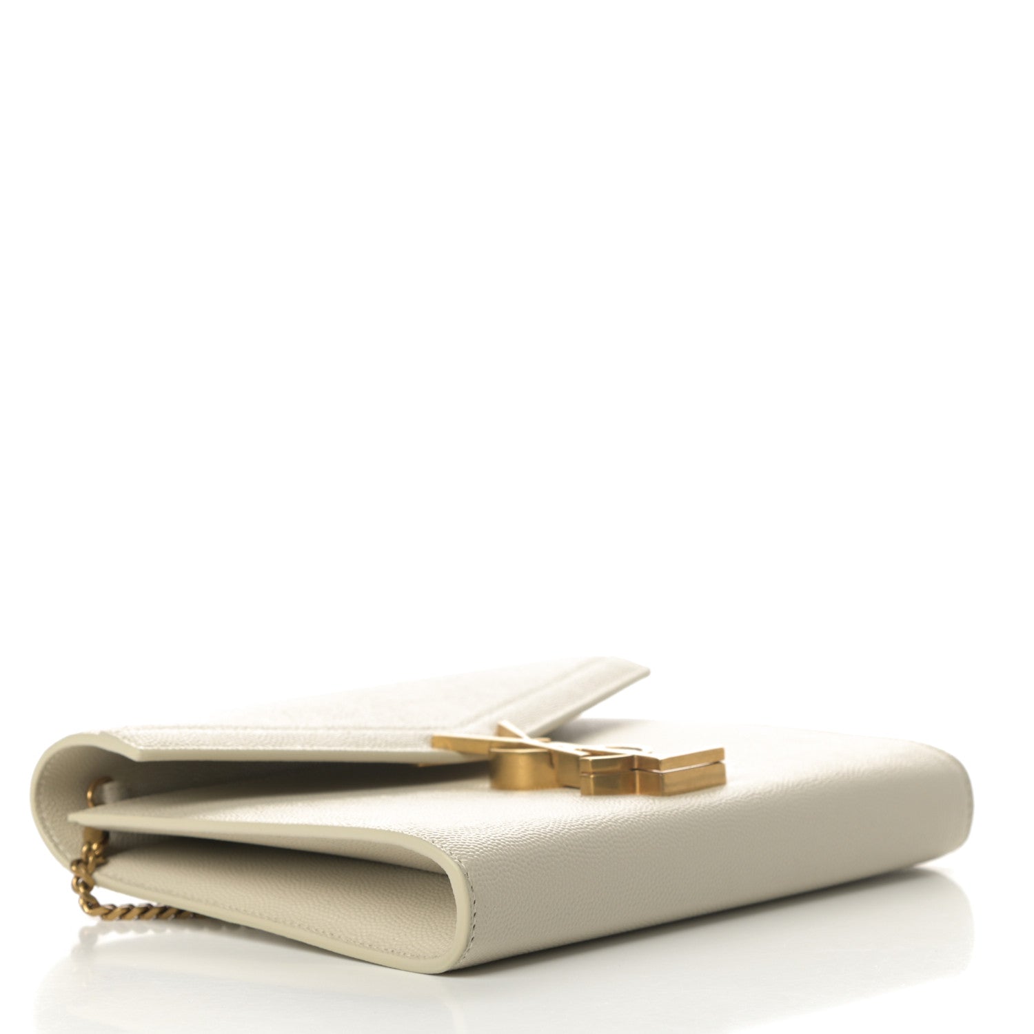 Saint Laurent Grain De Poudre Monogram Cassandra Chain Wallet Crema Soft 4 of 12