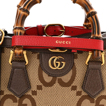 Gucci Monogram Jumbo GG Textured Dollar Calfskin Mini Diana Tote Bag Camel Ebony New Acero Pomegranate Red 8 of 10