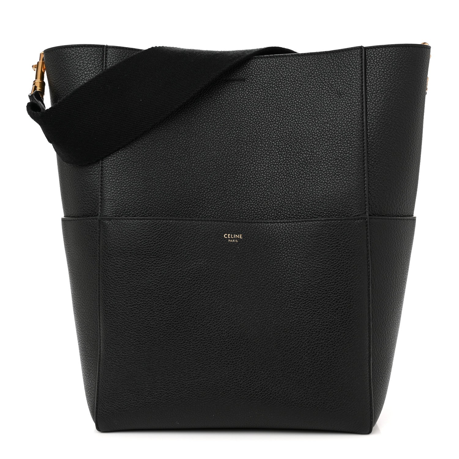 Celine Soft Grained Calfskin Sangle Bucket Bag Black 1 of 9