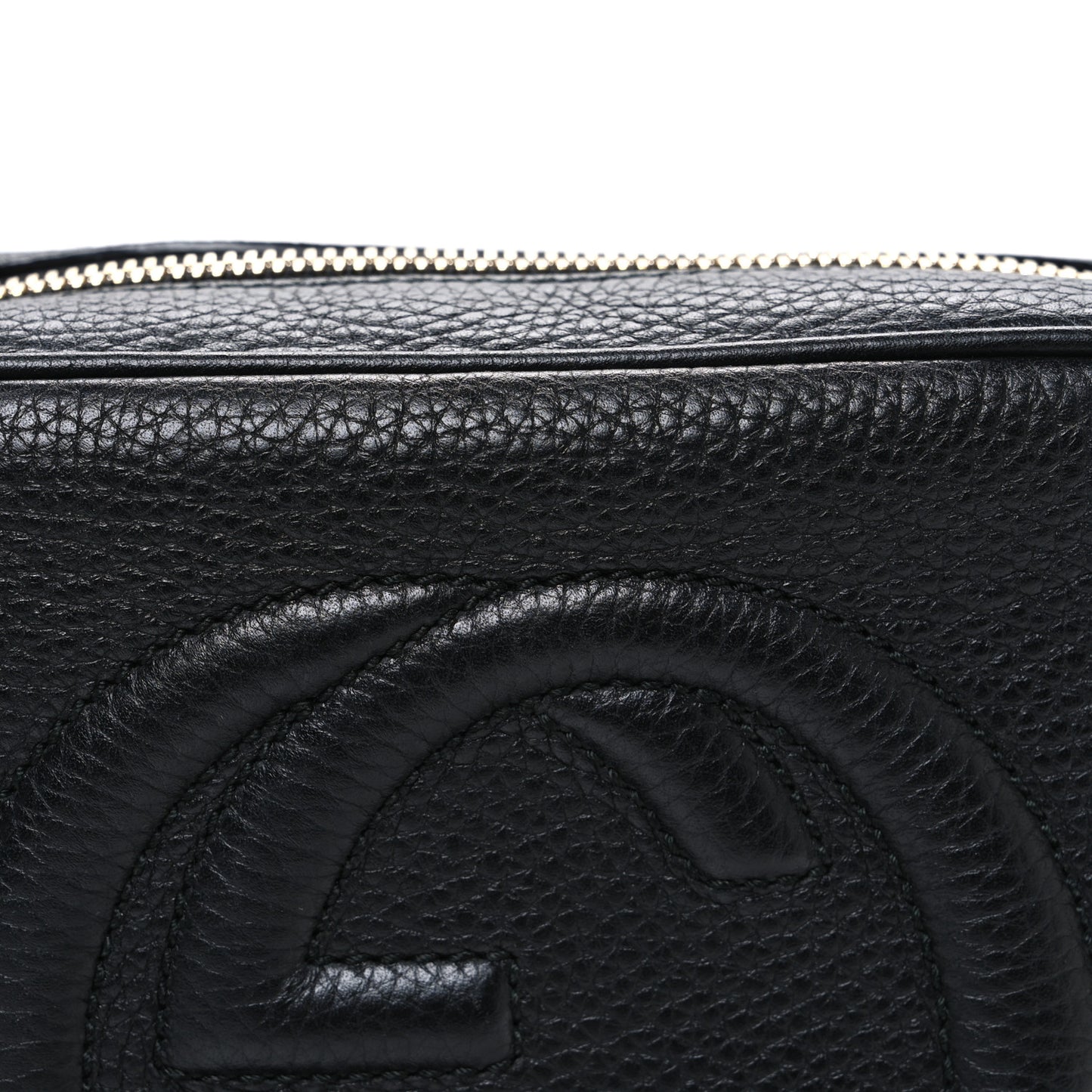 Pebbled Calfskin Small Soho Disco Bag Black