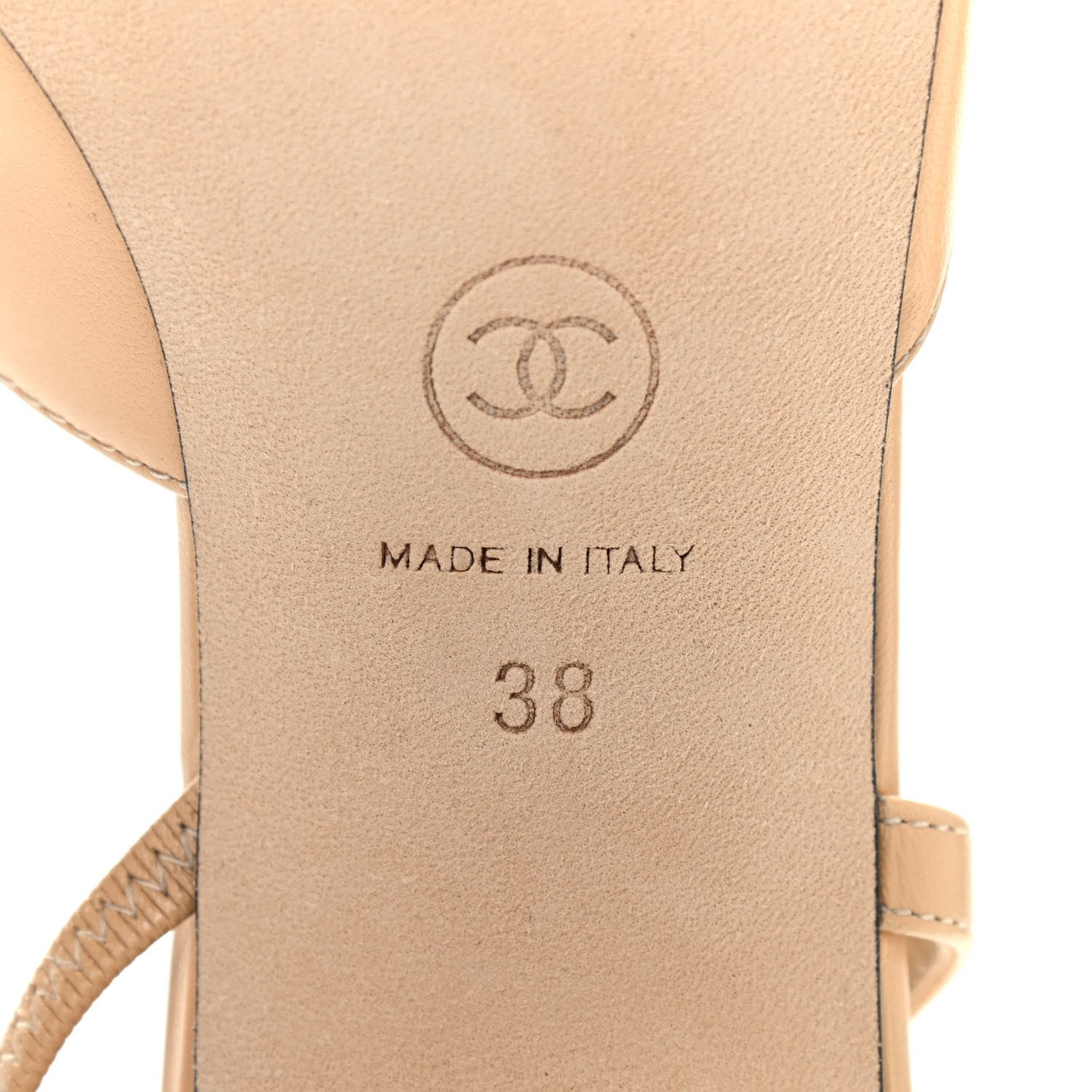 Chanel Goatskin Grosgrain Cap Toe CC Slingback Pumps 38 Beige Black 6 of 8