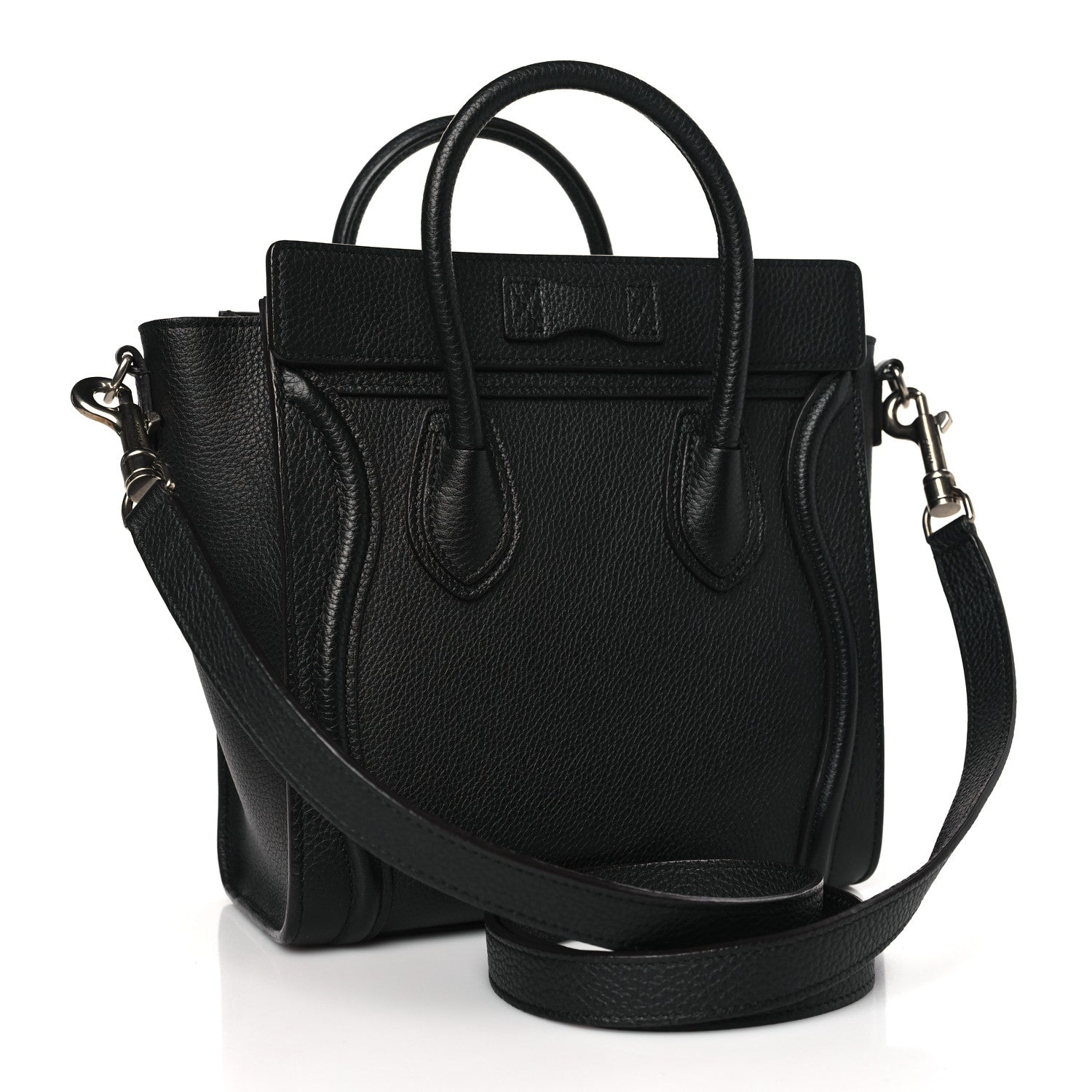 Celine Drummed Calfskin Nano Luggage Black 3 of 11