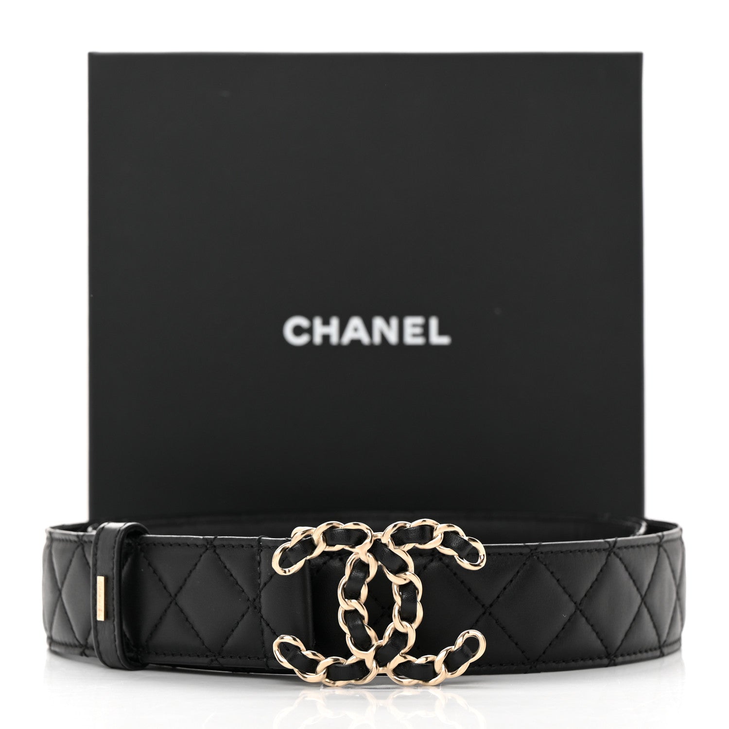 Chanel Lambskin Quilted CC Chain Belt 90/36 Black 9 of 9