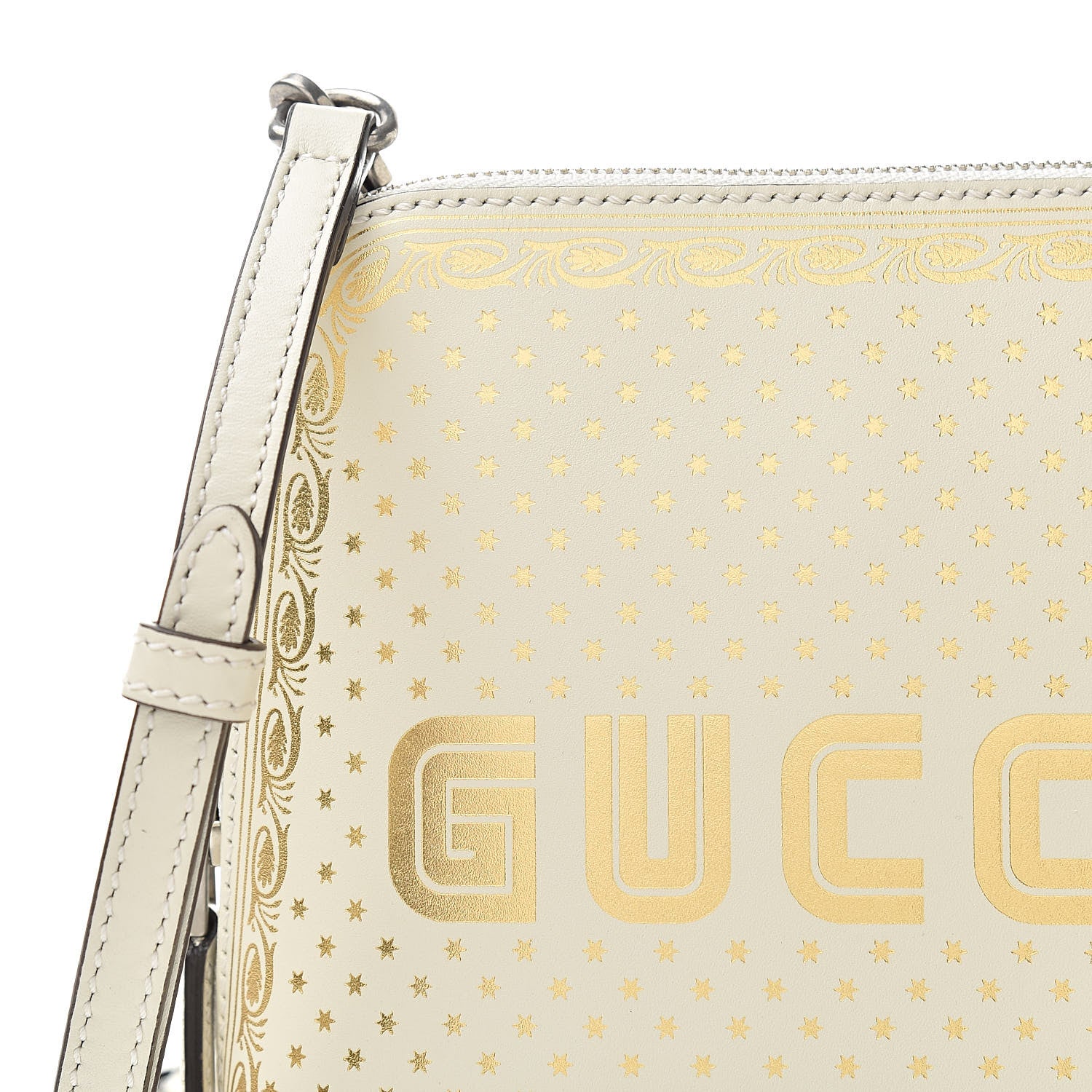 Gucci X SEGA Calfskin GUCCY Stars Mini Dome Shoulder Bag Mystic White Gold 8 of 10