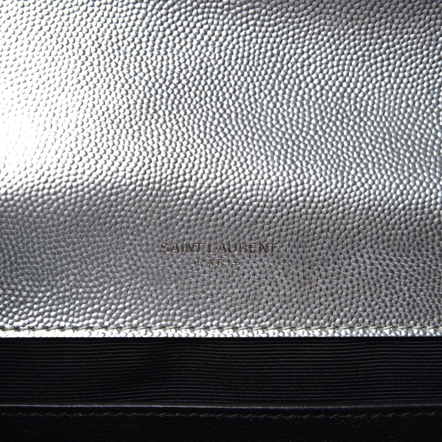 Saint Laurent Metallic Grain De Poudre Textured Mixed Matelasse Triquilt Medium Monogram Satchel Silver 8 of 9