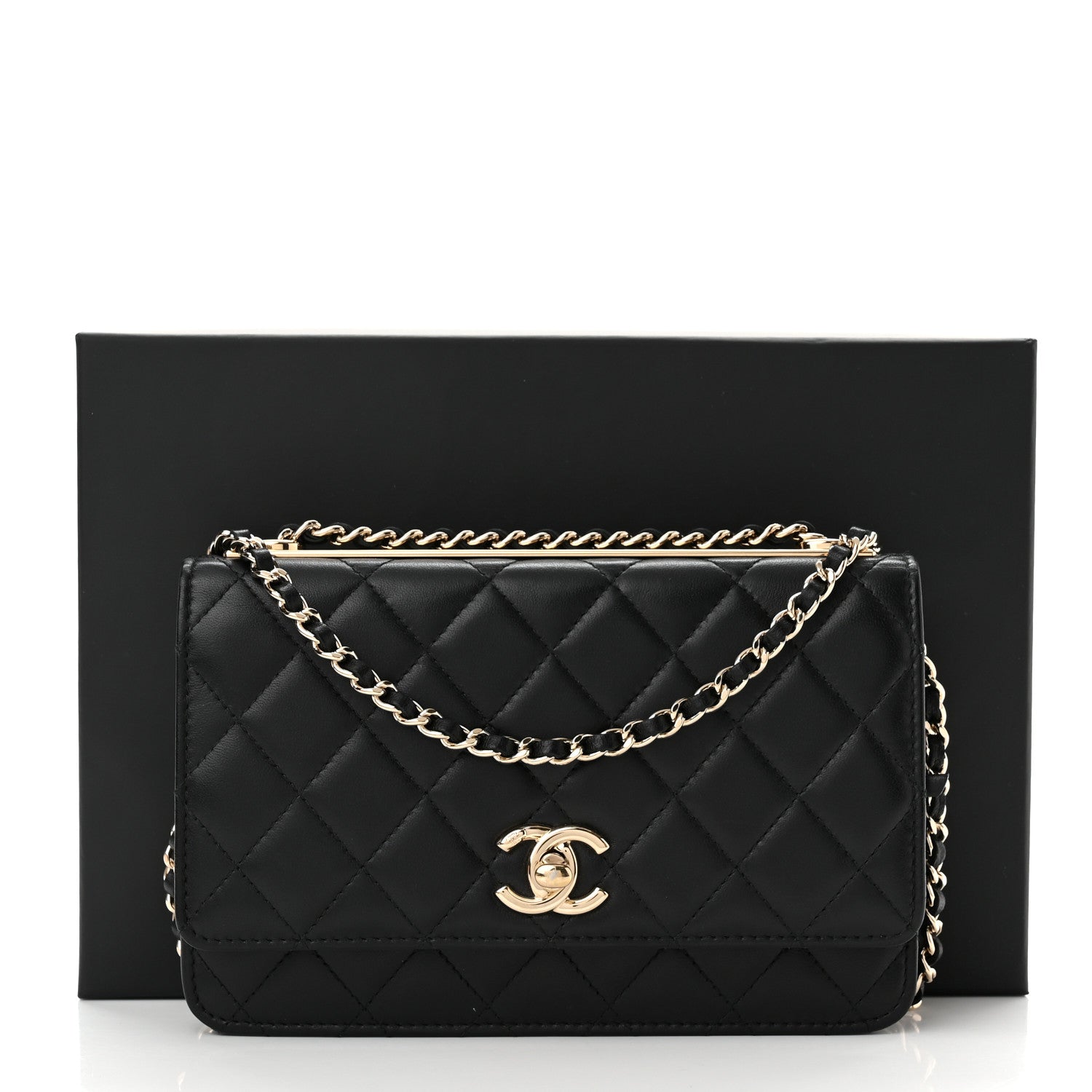Chanel Lambskin Quilted Trendy CC Wallet On Chain WOC Black 12 of 12