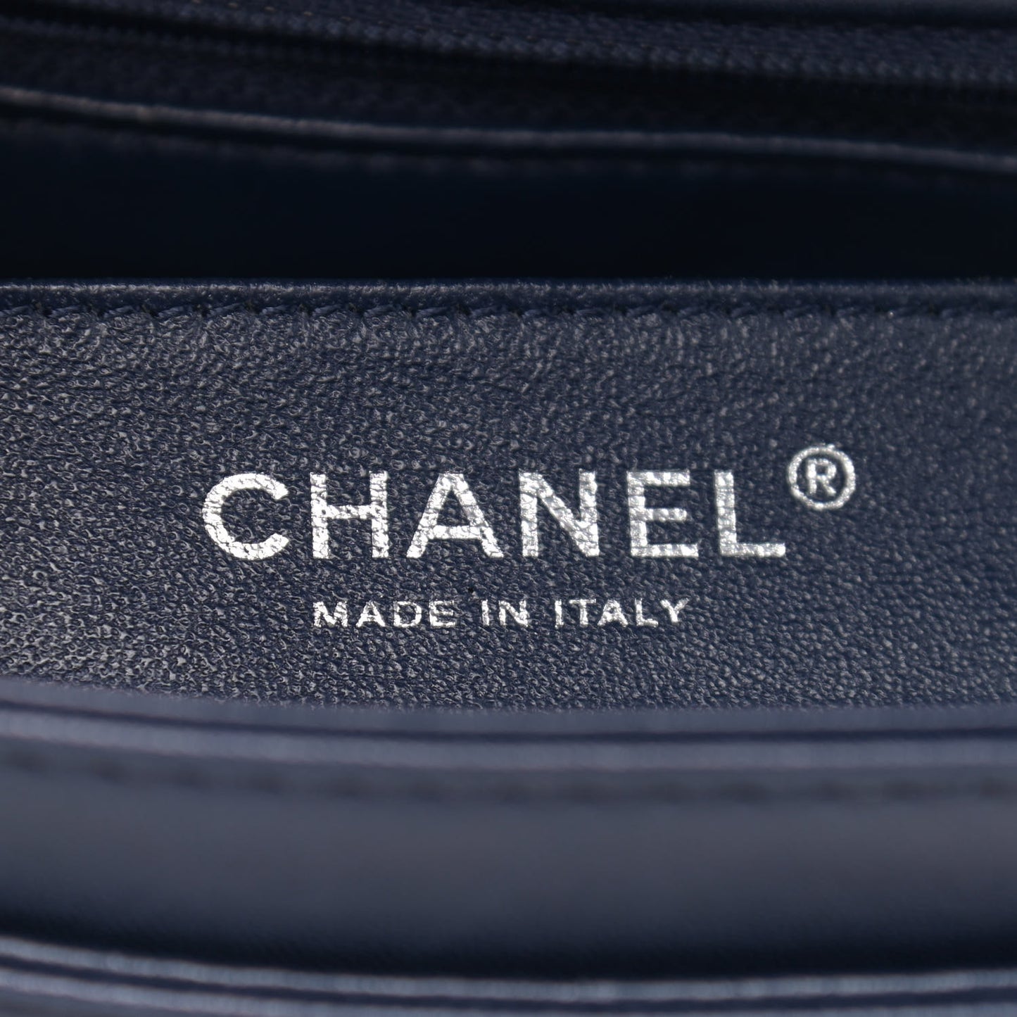 Lambskin Quilted Large Geometric Flap Navy