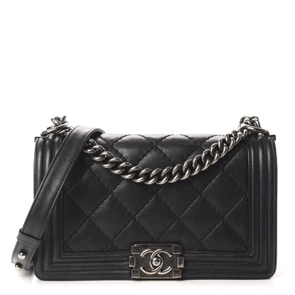 Chanel Calfskin Double Stitch Medium Boy Flap Black 1 of 17