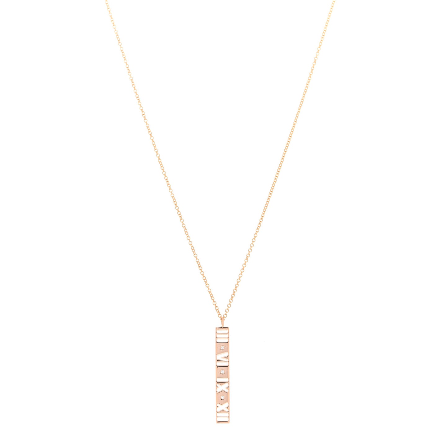 18K Rose Gold Diamond Atlas Bar Pendant Necklace