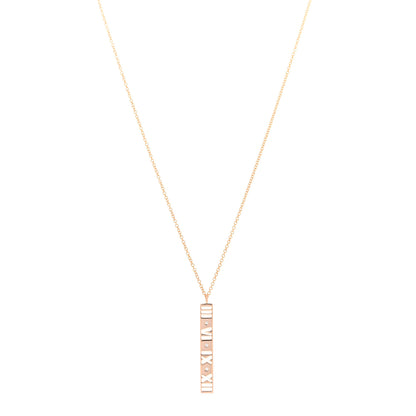 Tiffany 18K Rose Gold Diamond Atlas Bar Pendant Necklace 1 of 8