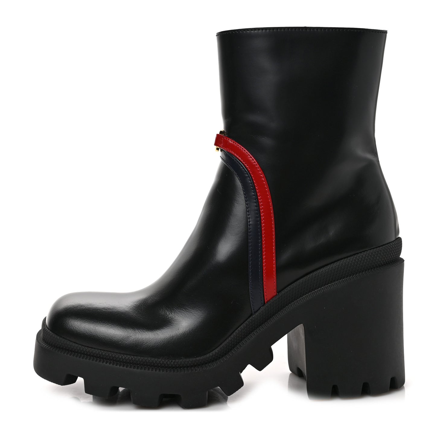 Calfskin Ankle Boots 39 Black Blue Hibiscus Red