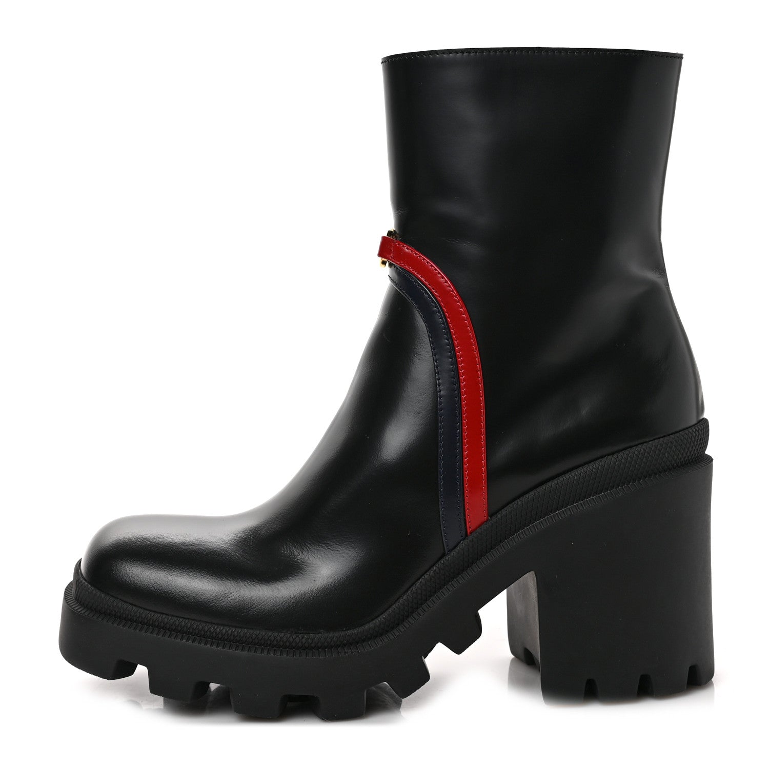 Gucci Calfskin Ankle Boots 39 Black Blue Hibiscus Red 1 of 9