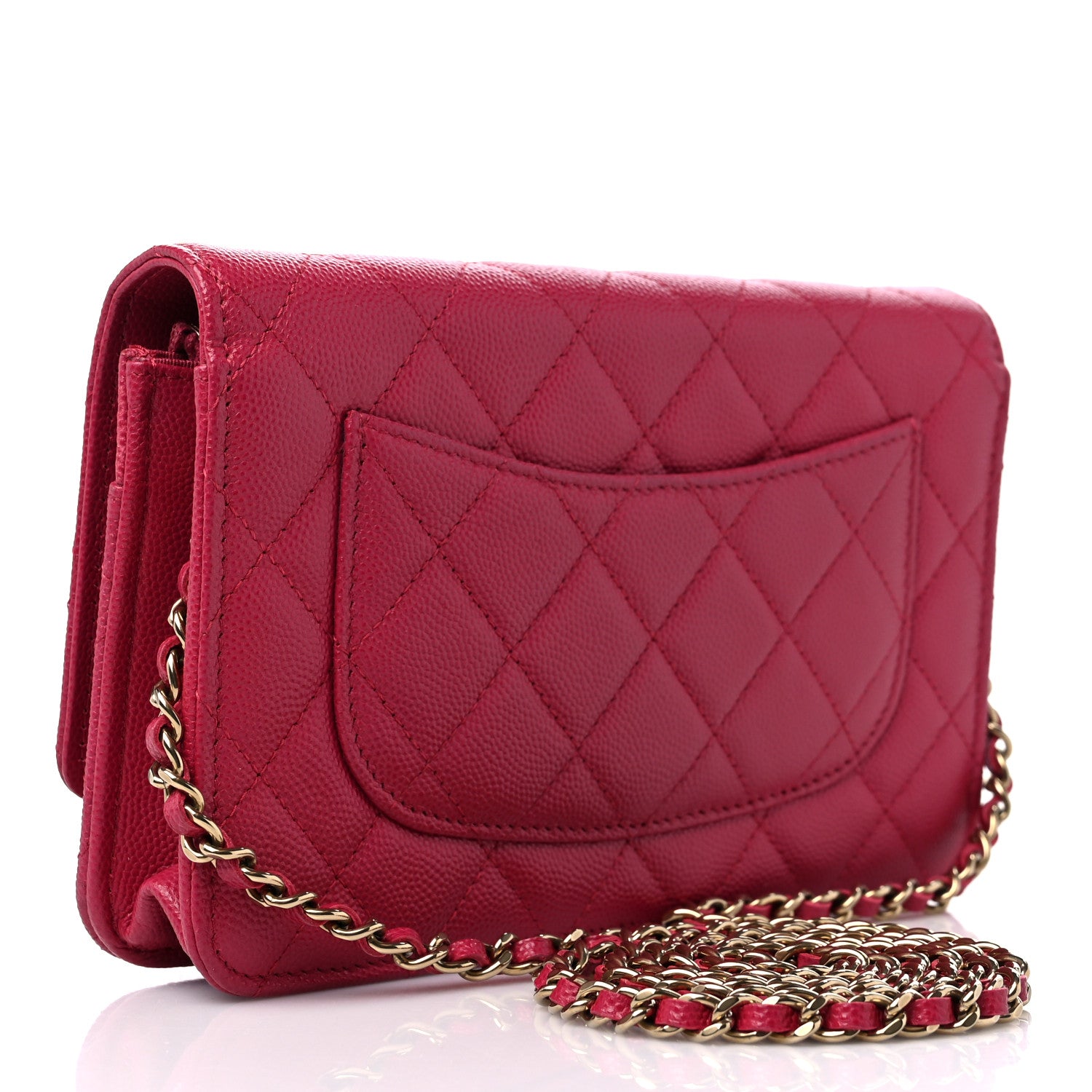 Chanel Caviar Quilted Wallet on Chain WOC Dark Pink 2 of 10