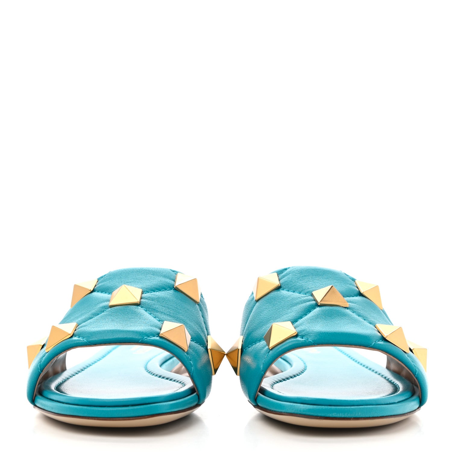 Valentino Garavani Nappa Roman Stud Flat Slide Sandals 36 Sky Fall 2 of 9
