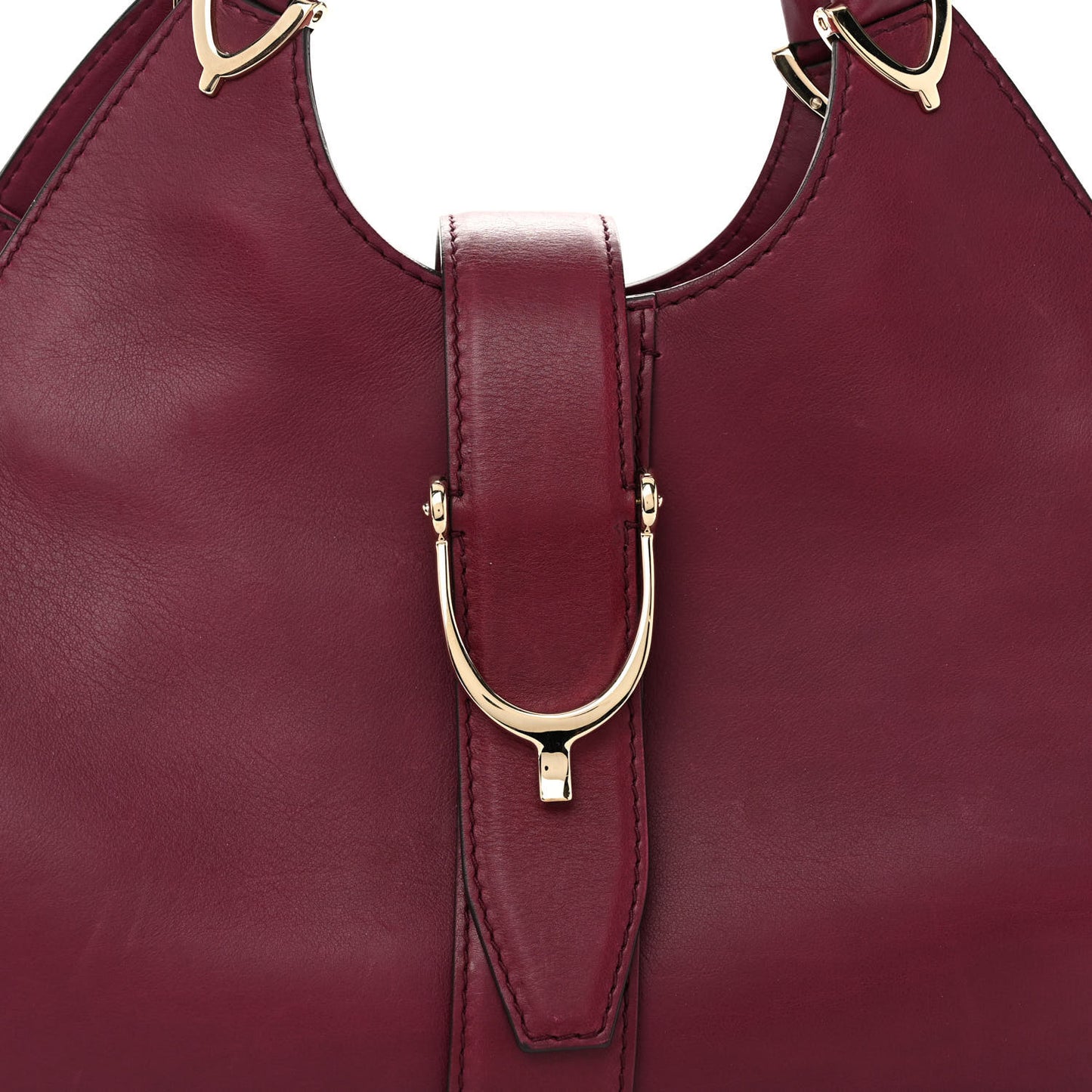 Calfskin Medium Stirrup Top Handle Bag Cherry Gloss