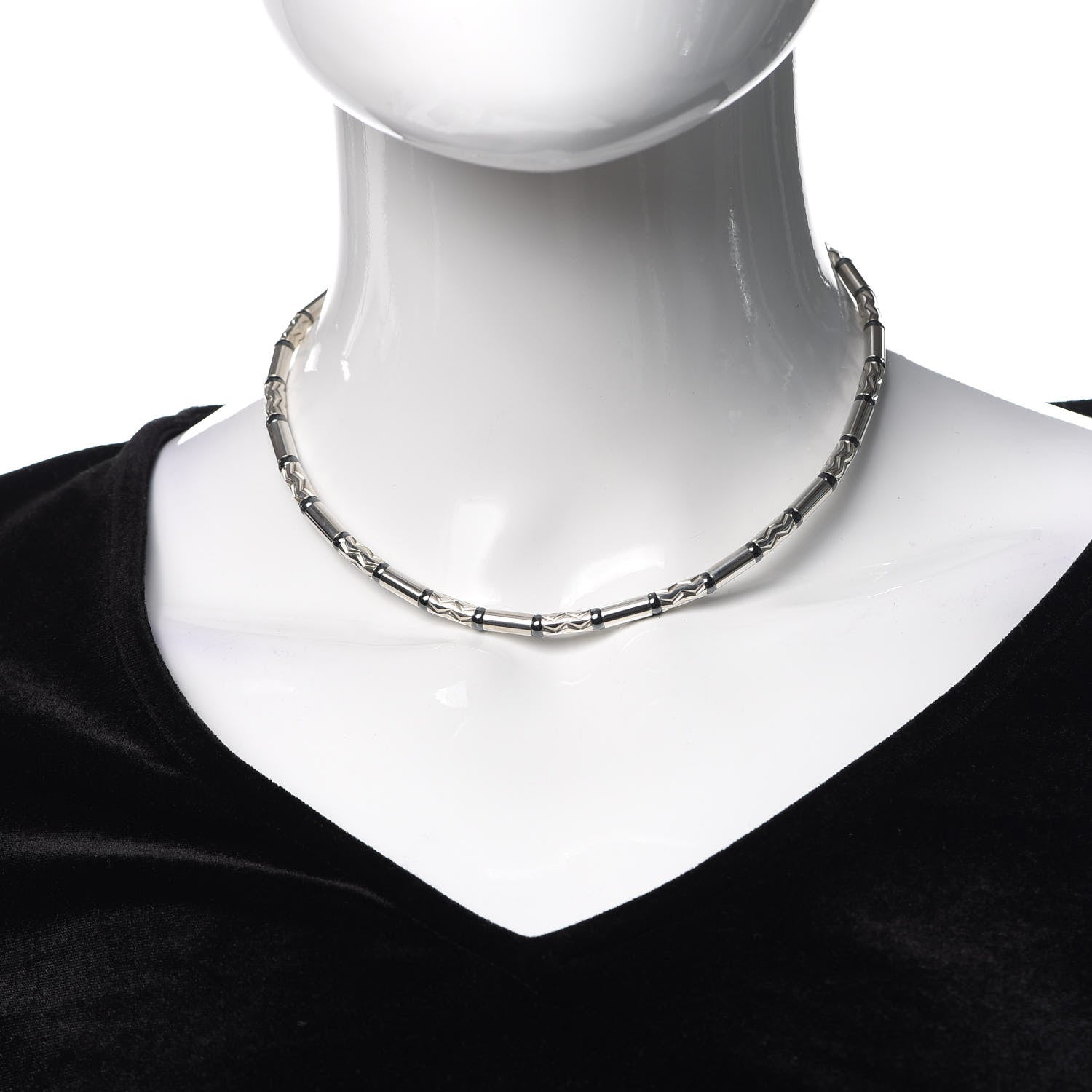 Tiffany Sterling Silver Hematite Aztec Necklace 2 of 3