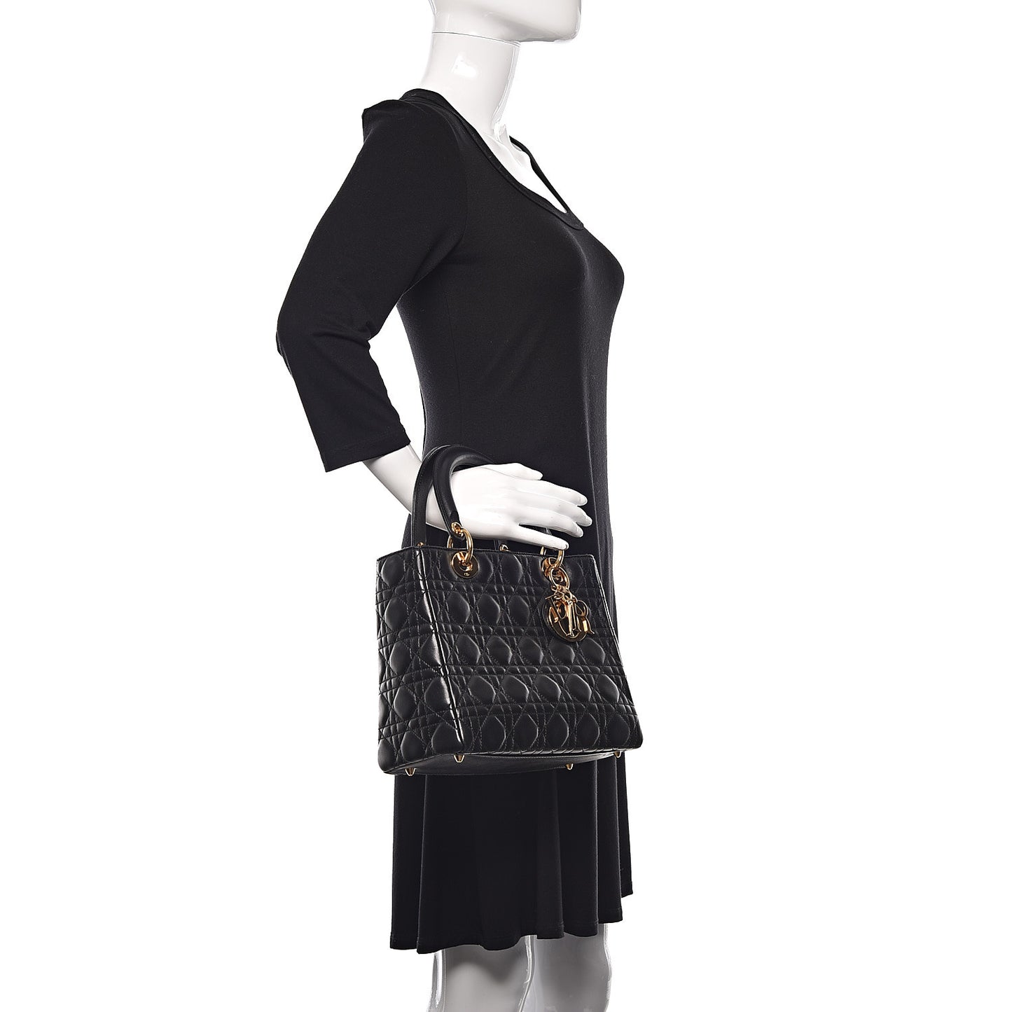 Lambskin Cannage Medium Lady Dior Black