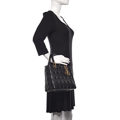Christian Dior Lambskin Cannage Medium Lady Dior Black 2 of 11