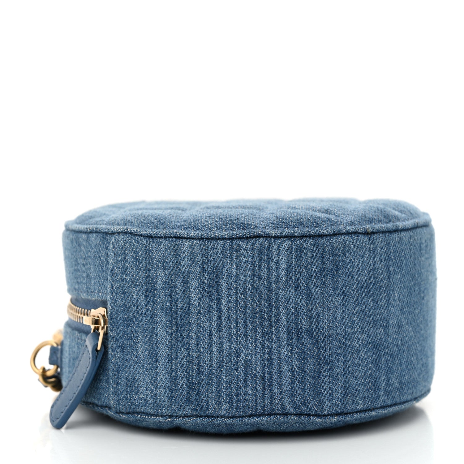 Chanel Denim Quilted Round Pearl Crush Clutch With Chain Blue 4 of 11