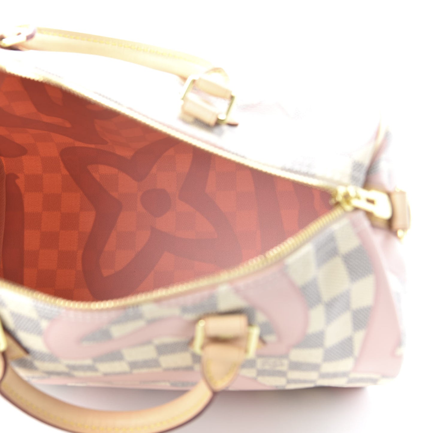 Damier Azur Tahitienne Speedy Bandouliere 30 Rose Ballerine