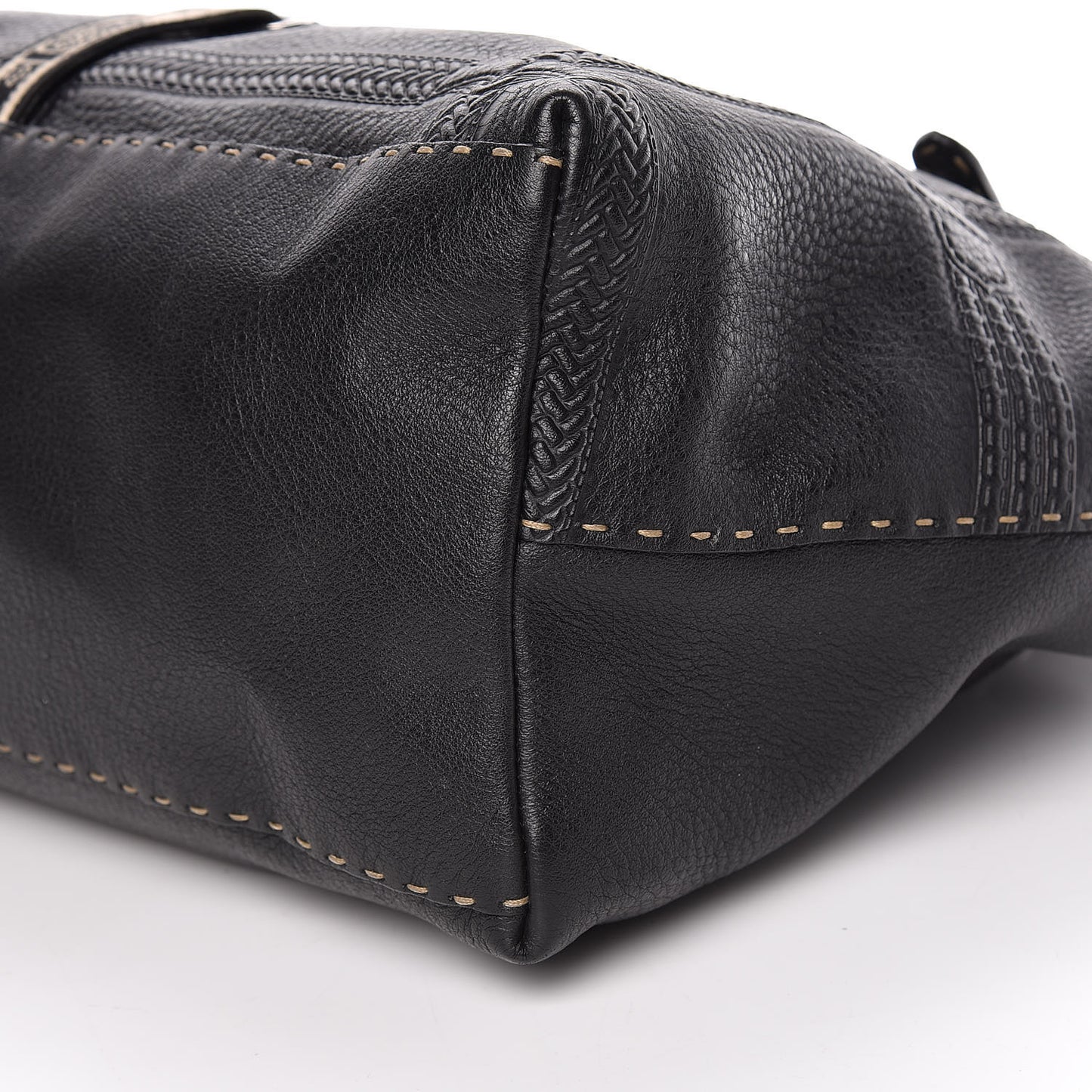 Calfskin Romano Selleria Large Villa Borghese Tote Black