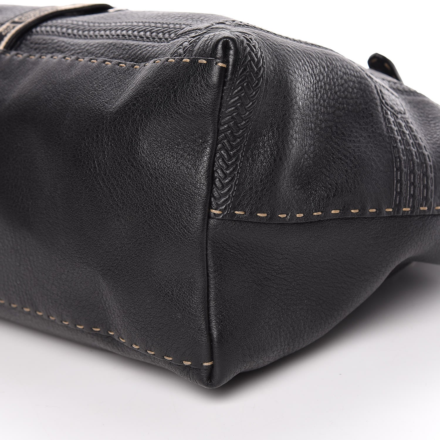 Fendi Calfskin Romano Selleria Large Villa Borghese Tote Black 9 of 9