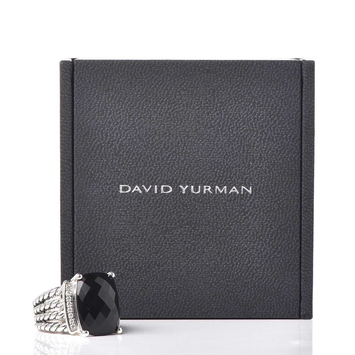 David Yurman Sterling Silver Diamond Black Onyx 16mm Wheaton Ring 52 6 6 of 6