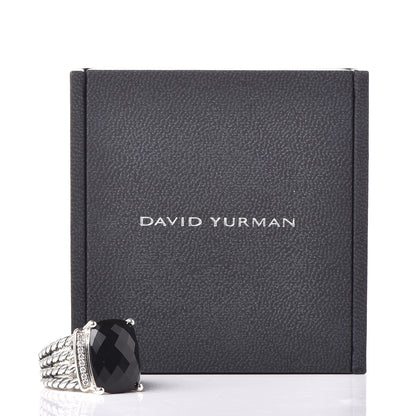 David Yurman Sterling Silver Diamond Black Onyx 16mm Wheaton Ring 52 6 6 of 6