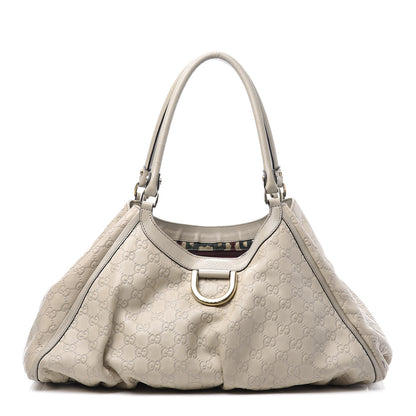 Gucci Guccissima Large D Gold Ring Shoulder Bag Off White 1 of 10