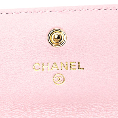 Chanel Shiny Goatskin Quilted Chanel 19 Flap Card Holder Light Pink 6 of 8