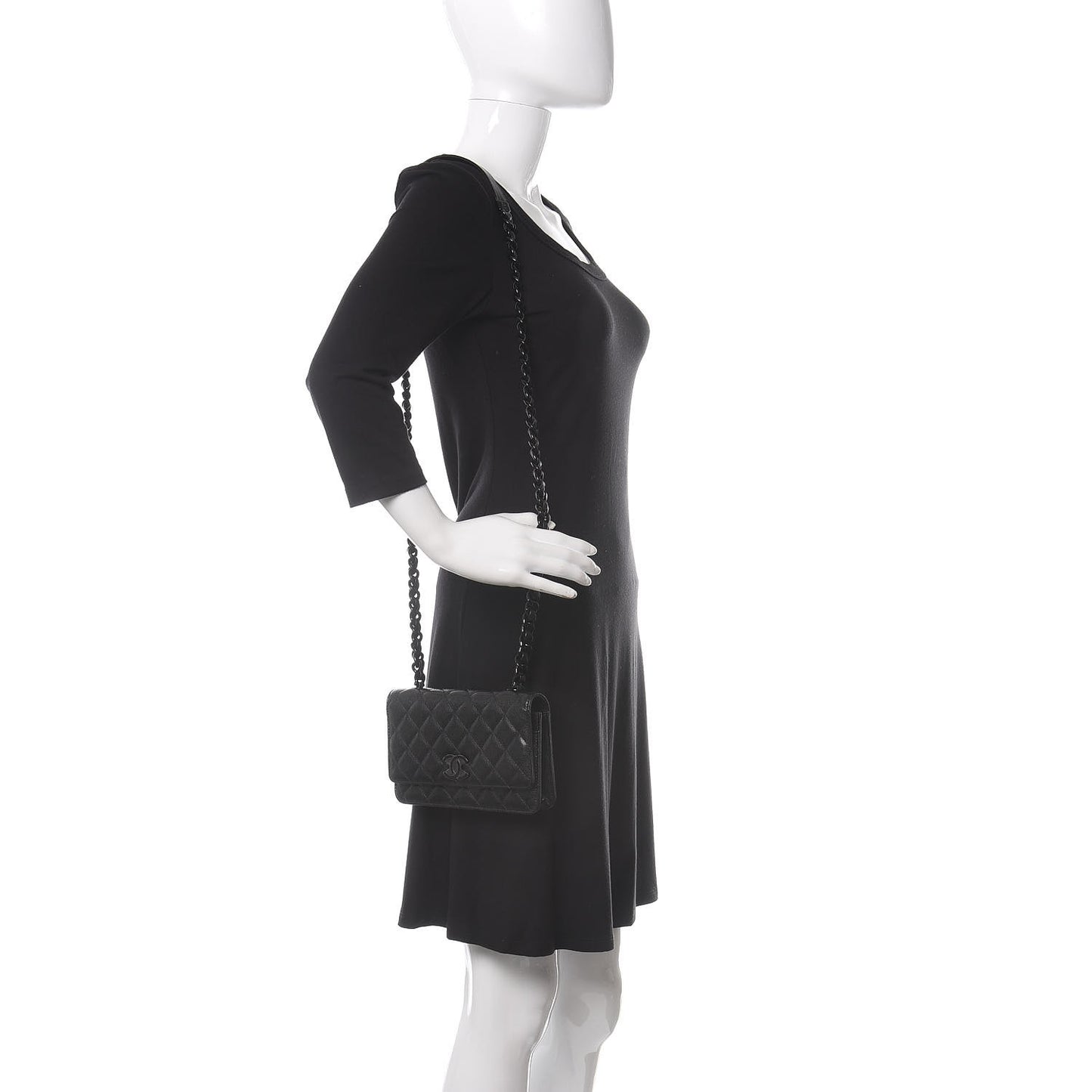 Caviar Quilted My Everything Wallet On Chain WOC Black