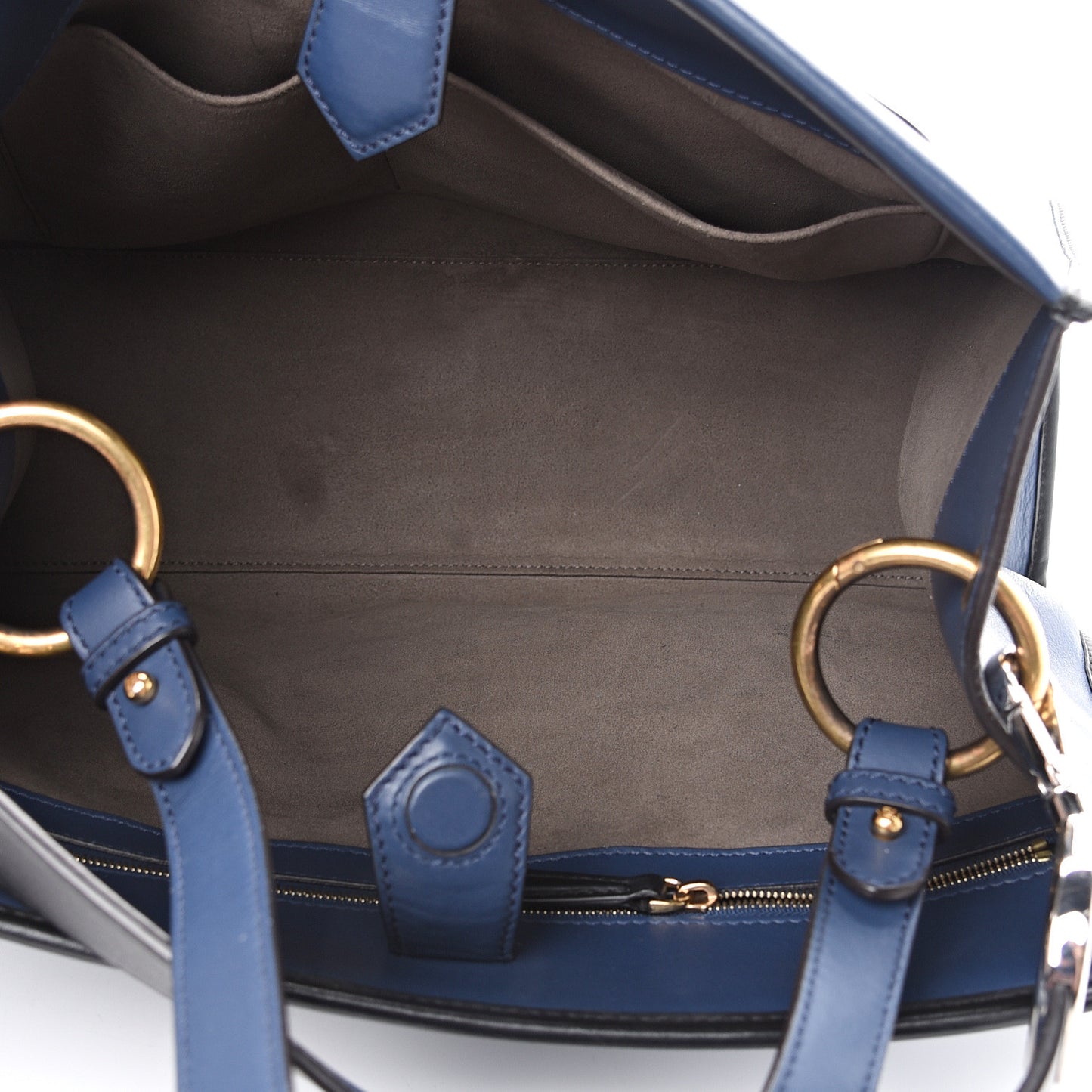 Vitello Century Opaco F is Fendi Bi-Color Regular Runaway Satchel Blu Scuro