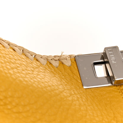 Fendi Cuoio Romano Selleria Raffia Bi-Color Woven Medium Peekaboo X-Lite Sunflower Paglia 23 of 25