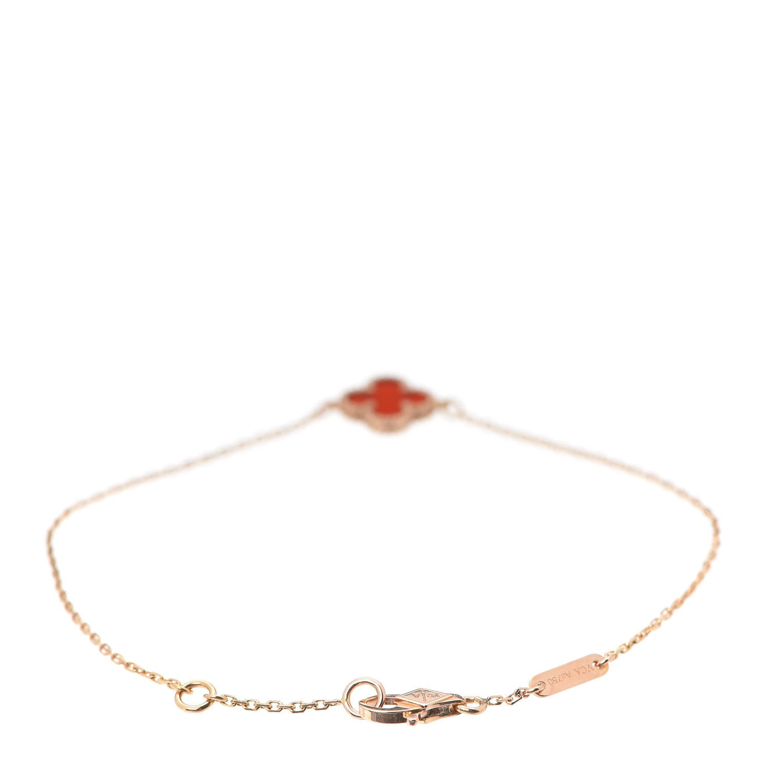 Van Cleef & Arpels 18K Rose Gold Carnelian Sweet Alhambra Bracelet 3 of 6