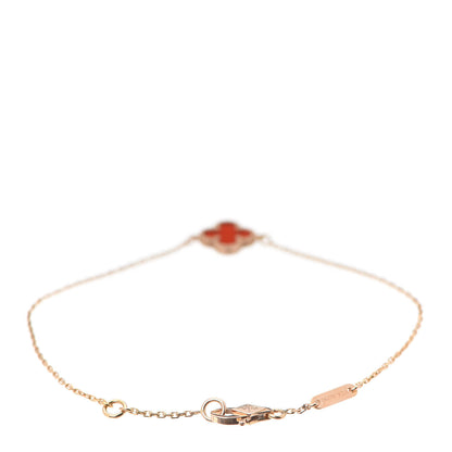 Van Cleef & Arpels 18K Rose Gold Carnelian Sweet Alhambra Bracelet 3 of 6