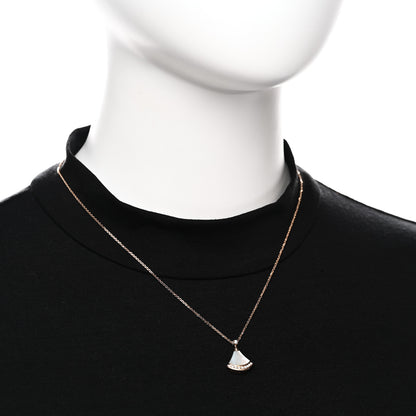 Bulgari 18K Rose Gold Diamond Mother of Pearl Divas' Dream Pave Pendant Necklace 2 of 6