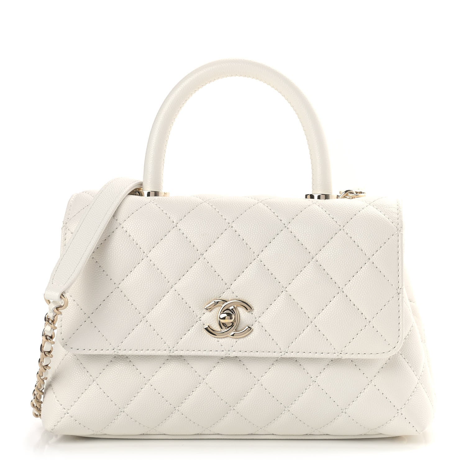 Chanel Caviar Quilted Mini Coco Handle Flap White 1 of 9
