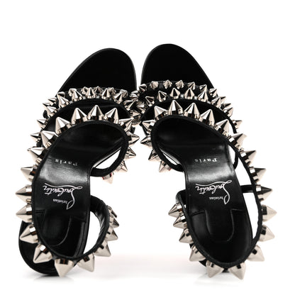 Christian Louboutin Calfskin Spikita Slingback 100 Stiletto Pumps 39 Black Silver 2 of 9