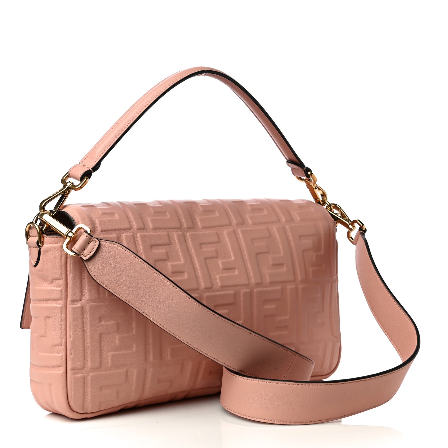 Nappa FF 1974 Embossed Large Baguette Rosa Bourbon